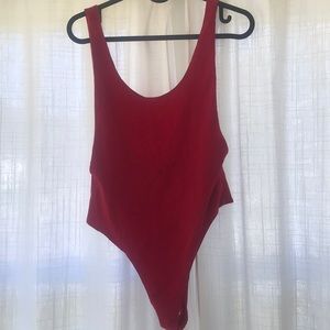 Blood Red Open-Back Bodysuit